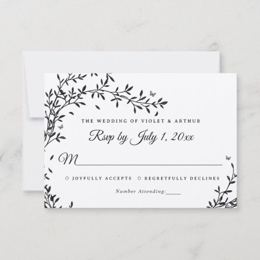 ウッドランドチャーム結婚式RSVP 招待状 (正面)