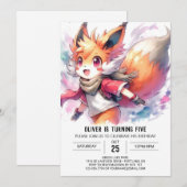 ウッドランドチルドレンキツネ誕生日 招待状 (正面/裏面)