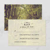 ウッドランドツリーズアベニュー素朴ウェディングRSVPカード 出欠カード (正面/裏面)