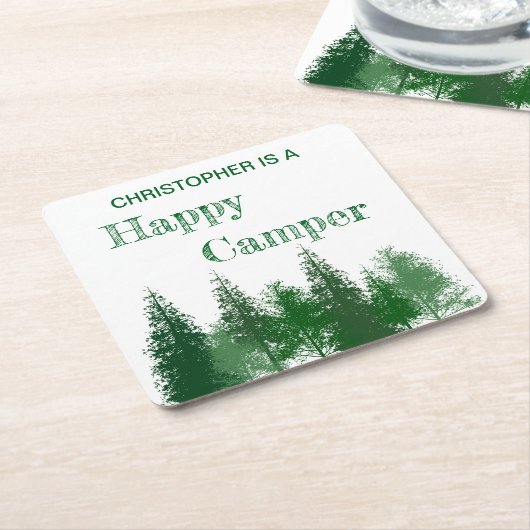 ウッドランドツリーズ誕生日 スクエアペーパーコースター (アングル)