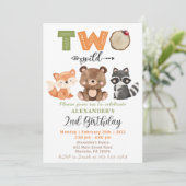 ウッドランドツーワイルドベアキツネラクーン2歳の誕生日 招待状 (スタンド正面)