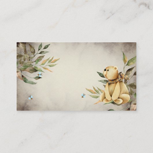 ウッドランドテディベアボーイベビーシャワーオムツラッフル エンクロージャーカード (裏面)