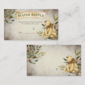 ウッドランドテディベアボーイベビーシャワーオムツラッフル エンクロージャーカード (正面/裏面)