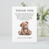 ウッドランドテディベア赤ちゃんシャワーありがとう サンキューカード (スタンド正面)