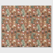 ウッドランドテラコッタドッグクリスマス ラッピングペーパー (フラット)