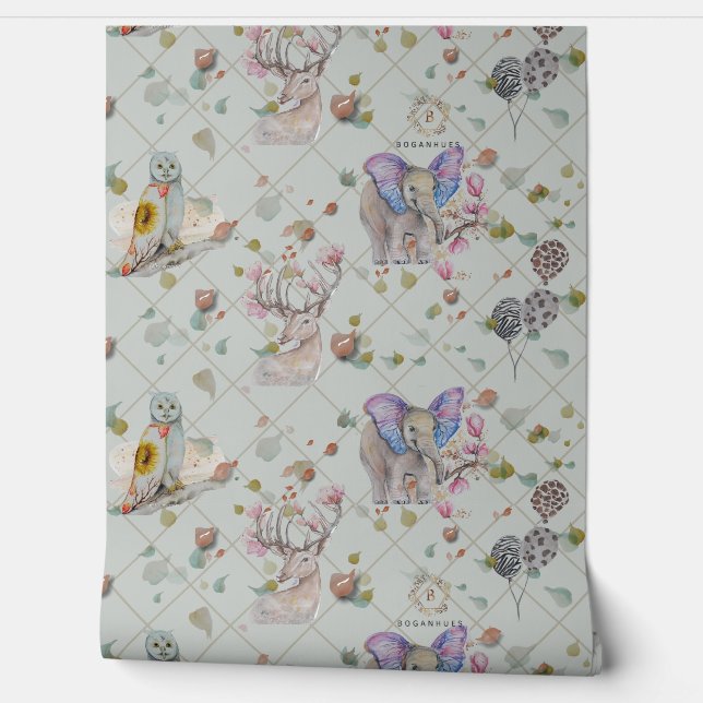 ウッドランドテーマキッズルーム 壁紙 (ほどく)