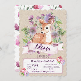 ウッドランドディアの誕生日の招待状 招待状