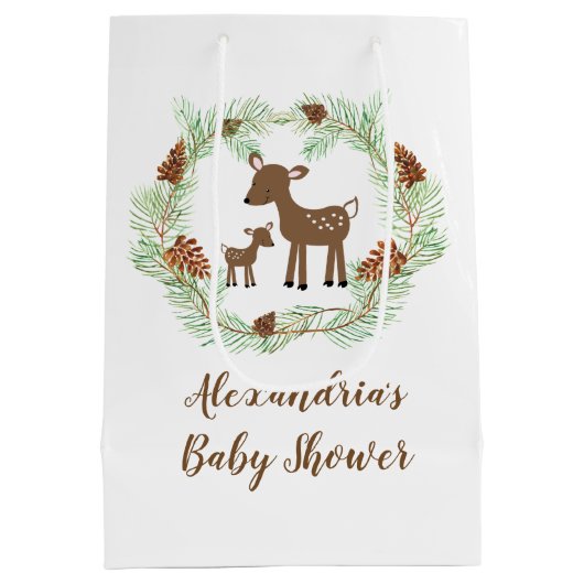 ウッドランドディアアニマルズベビーシャワー抱き枕 ミディアムペーパーバッグ (裏面)