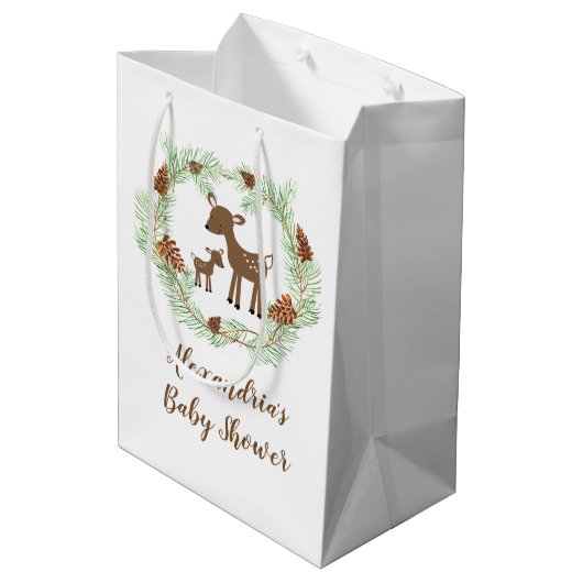 ウッドランドディアアニマルズベビーシャワー抱き枕 ミディアムペーパーバッグ (裏面アングル)
