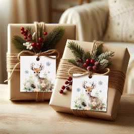 ウッドランドディアアニマルベビーシャワーメッセージカード フェイバータグ