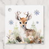 ウッドランドディアアニマルベビーシャワーメッセージカード フェイバータグ (正面)