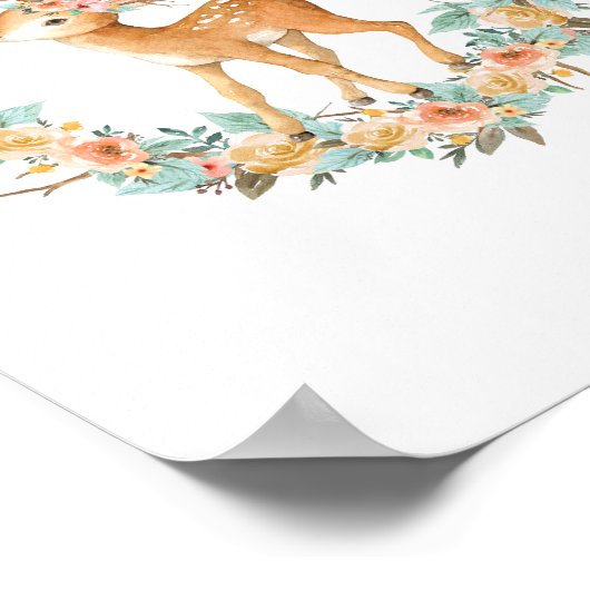 ウッドランドディアアニマル子供部屋アートキッズウォール ポスター (角)