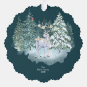ウッドランドディアウィンターフォレストクリスマス オーナメントカード (裏面)