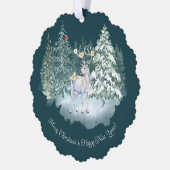ウッドランドディアウィンターフォレストクリスマス オーナメントカード (左)