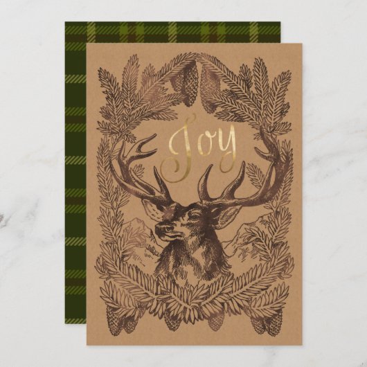 ウッドランドディアウィンターホリデーシーズンズグリーティング シーズンカード (正面/裏面)