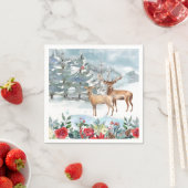 ウッドランドディアウォーターカラーホリデイ スタンダードカクテルナプキン (インサイチュ)