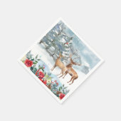 ウッドランドディアウォーターカラーホリデイ スタンダードカクテルナプキン (角)