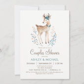 ウッドランドディアカップルのシャワー招待状 招待状 (正面)
