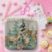 ウッドランドディアクリスマスお祝い紙プレート ペーパープレート (パーティー)