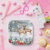 ウッドランドディアクリスマス ペーパープレート (パーティー)