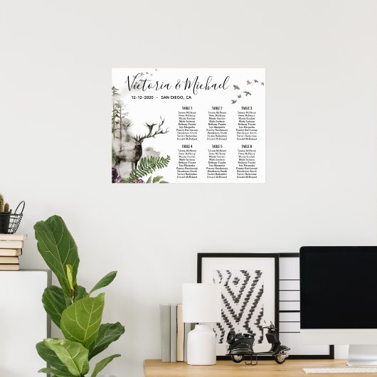 ウッドランドディアスタグフォレストウッドランドのシーティングチャート ポスター (ホームオフィス)