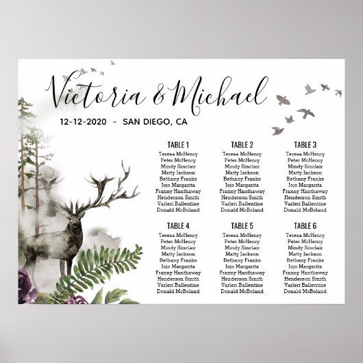 ウッドランドディアスタグフォレストウッドランドのシーティングチャート ポスター (正面)