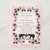 ウッドランドディアソフトピンクエンチャントメント結婚ズ 招待状 (正面/裏面)