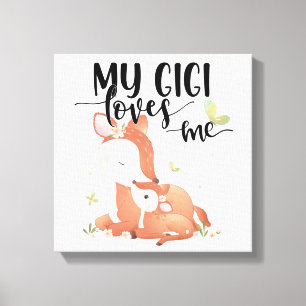ウッドランドディアドーとベビー子女My Gigi Loves Me キャンバスプリント