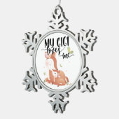 ウッドランドディアドーとベビー子女My Gigi Loves Me スノーフレークピューターオーナメント (右)