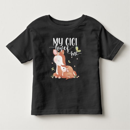 ウッドランドディアドーとベビー子女My Gigi Loves Me トドラーTシャツ (正面)