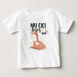 ウッドランドディアドーとベビー子女My Gigi Loves Me ベビーTシャツ