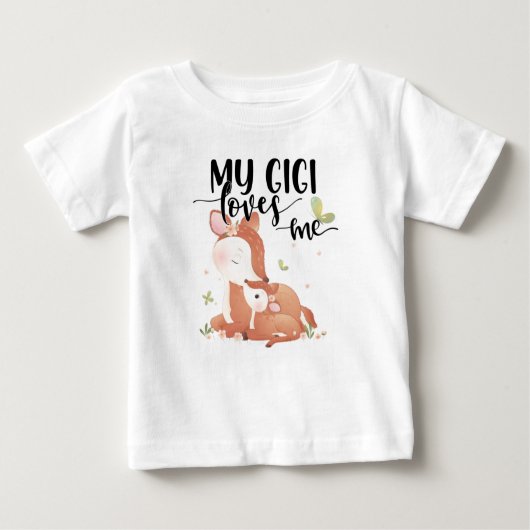 ウッドランドディアドーとベビー子女My Gigi Loves Me ベビーTシャツ (正面)