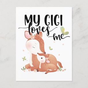 ウッドランドディアドーとベビー子女My Gigi Loves Me ポストカード