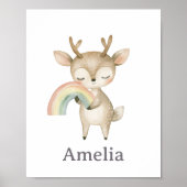 ウッドランドディアハグボーホレインボーキュート子供部屋 ポスター (正面)