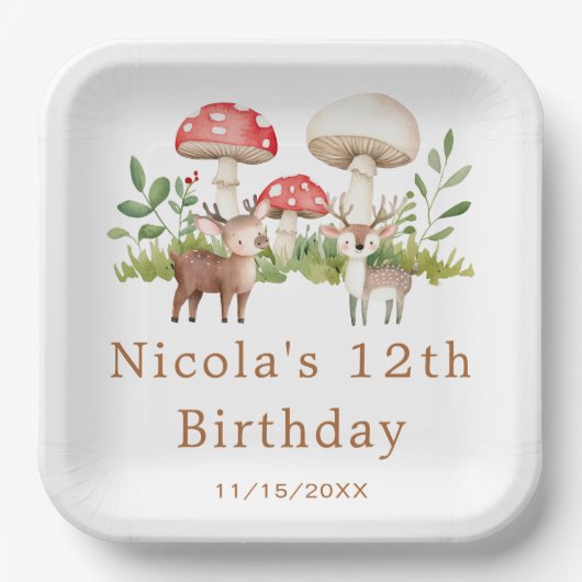 ウッドランドディアバースデーパーティー ペーパープレート (正面)
