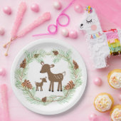 ウッドランドディアパインコーンベビーシャワー ペーパープレート (パーティー)