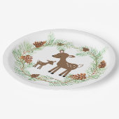 ウッドランドディアパインコーンベビーシャワー ペーパープレート (アングル)