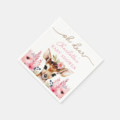 ウッドランドディアピンクフローラガールベビーシャワーカスタム スタンダードカクテルナプキン (角)