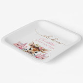 ウッドランドディアピンクフローラガールベビーシャワーカスタム ペーパープレート (傾斜あり)