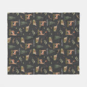 ウッドランドディアファウンパターンベビーグリーンベビー名 フリースブランケット (正面(横))