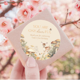 ウッドランドディアファースト誕生日サンキューユナイテッド ラウンドシール