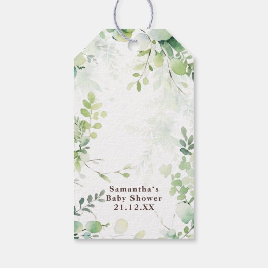 ウッドランドディアフォレストグリーン男の赤ちゃんシャワー ギフトタグ (裏面)