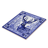 ウッドランドディアブルーとホワイトフォークアニマルアート タイル (側面)