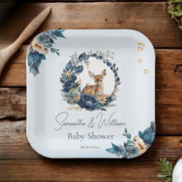 ウッドランドディアブルーフローラボー離れホ ペーパープレート