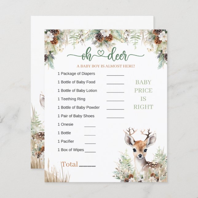 ウッドランドディアベビーシャワーボーイゲーム (正面/裏面)