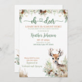 ウッドランドディアベビーシャワーボーイ 招待状 (正面/裏面)