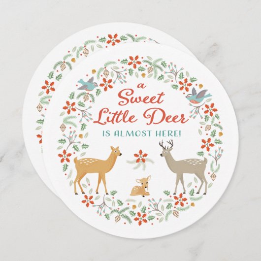 ウッドランドディアベビーシャワー招待状 招待状 (正面/裏面)