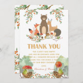ウッドランドディアベビーシャワー誕生日サンキューカード サンキューカード (正面/裏面)