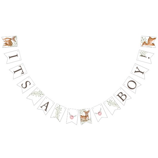 ウッドランドディアベビーシャワー バンティングフラッグ (全)