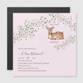 ウッドランドディアベビーシャワー マグネット招待状 (正面/裏面)